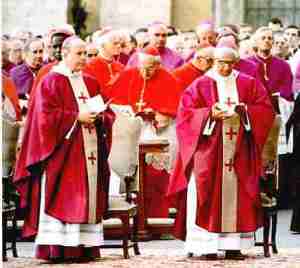 Woman dressed in red and scarlet