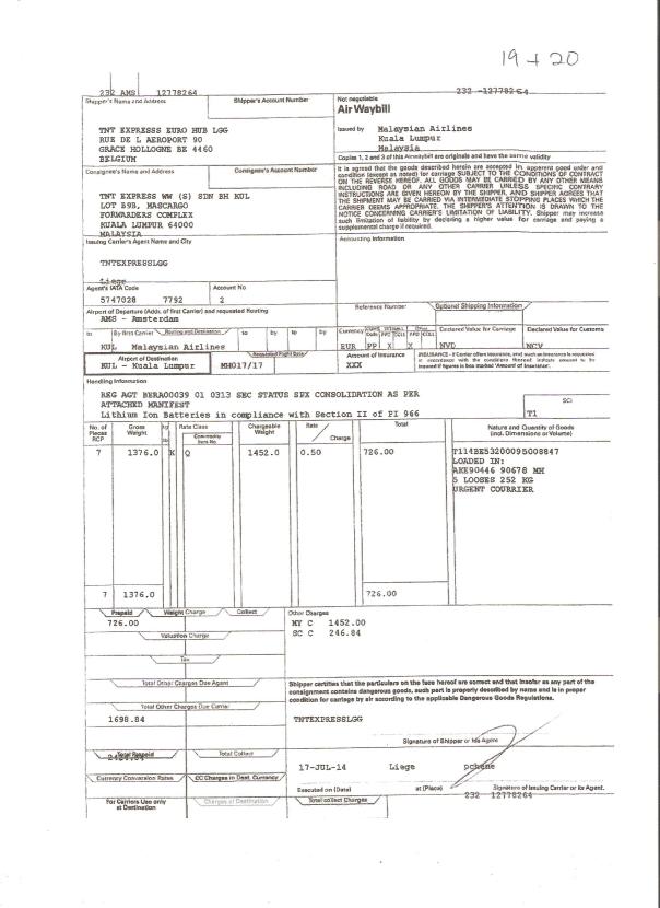 MH 17 Cargo manifest pg. 19 & 20 001